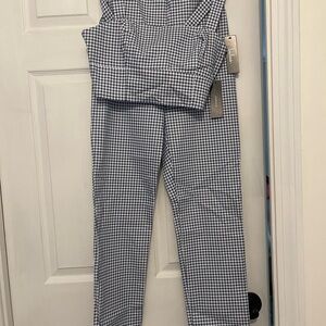 Lulus Blue and White Gingham Pant Set